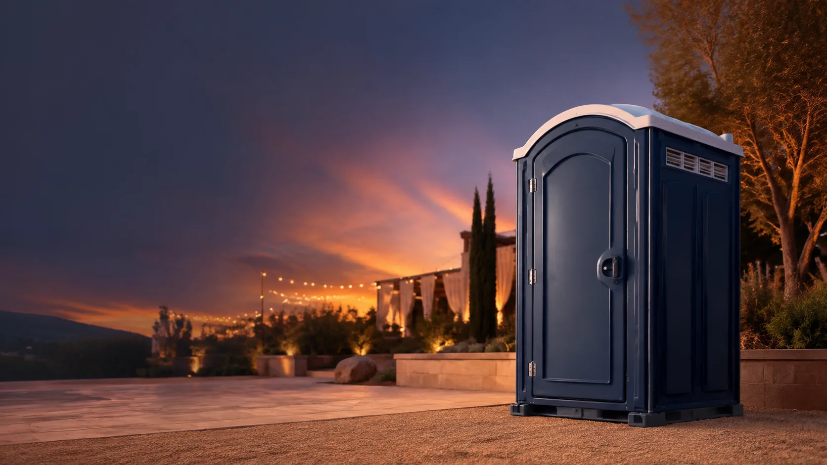 Portable restroom shown for rental planning in Ellsworth, ME